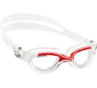 Cressi Flash, Occhialini Nuoto a Oculari Separati Infrangibili Antiappannamento, AntiGraffio, Anti UV Unisex - Adulto, Trasparente/Rosso/Lenti Chiare, Taglia Unica