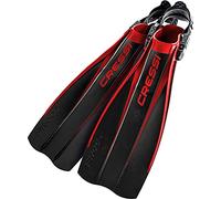 Cressi Frog Fins, Pinne con Cinturino Regolabile per Immersione e Snorkeling Unisex - Adulto, Nero/Rosso, M/L