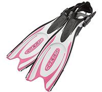 CRESSI Frog Plus Fins, Pinne per Immersione con Cinturino Regolabile Donna, Bianco/Rosa, XS/S (35/38 EU)