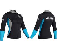 CRESSI Guardian Jacket, Giacca in Neoprene Bifoderato 2mm Donna, Nero/Acquamarina, L/4