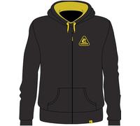 CRESSI Hoodie Unisex W/Zip Black/Yellow XS - Felpa Sportiva Maniche Lunghe, Cappuccio con Coulisse, 2 Tasche, Cerniera Anteriore, Dotata di Ricamo e Logo, Nero/Giallo, XS, Unisex