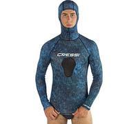 Cressi Hunter Hooded Rush Top, Maglietta Rash Guard con Cappuccio per Sport Acquatici Unisex Adulto, Blu Camo, XXXL