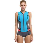 Cressi Idra Neoprene Swimsuit 2 mm, Costume Monopezzo in Neoprene 2 mm High Stretch Donna, Azzurro/Grigio/Rosa, L