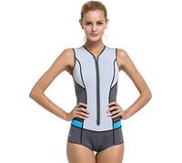 Cressi Idra Neoprene Swimsuit 2 mm, Costume Monopezzo in Neoprene 2 mm High Stretch Donna, Silver/Grigio/Azzurro, XL