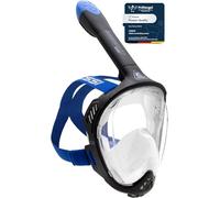 CRESSI Java Full Face Mask Black/Blue S/M - Maschera Snorkeling Integrale Unisex, Lente Ultra Chiara Anti Fog, 100% Silicone, Snorkel Dry con Valvole Sicurezza, Nero/Blu, S/M
