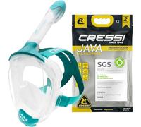 Cressi Maschera snorkeling integrale Java, lente ultra chiara anti-fog, trasparente/aquamarina S/M