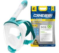 CRESSI Java Junior, Maschera Snorkeling Integrale Gioventù Unisex, Trasparente/Acquamarina, XS