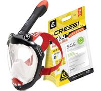 CRESSI Kiddy Kids Full Face Mask Black/Clear/Red- Maschera Integrale Progettata Appositamente per i Bambini, Antiappannamento, Valvola di Scarico e Snorkel Dry, Nero/Trasparente/Rosso