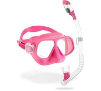 CRESSI Clear/Pink, Combo Set Junior, Maschera Rombo e Snorkel Mini Dry Gioventù Unisex, Trasparente/Rosa, Unica