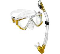 Cressi Liberty Quattro & Epsilon Dry, Premium Snorkeling Combo Set Unisex Adulto, Trasparente/Oro, Unica