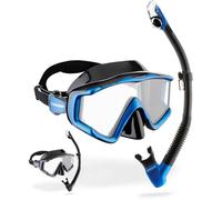 CRESSI Liberty Triside & Epsilon Dry Black/Sapphire - Combo Set Maschera Liberty Triside e Snorkel Epsilon Dry per Snorkeling e Immersioni, Nero/Zaffiro, Taglia Unica, Unisex