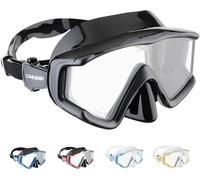 Cressi Liberty Triside Mask - Maschera Panoramica 3 Vetri per Immersioni, Apnea e Snorkeling, Nero/Nero, Taglia Unica, Unisex Adulto