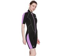 Cressi Lido Lady Shorty Wetsuit 2 mm, Muta Shorty per Snorkeling, Nuoto e Sport Acquatici, in Neoprene Ultra Stretch 2 mm Donna, Nero/Lilla, 3XL