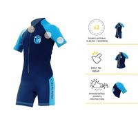 Cressi Little Shark, Shorty Wetsuit 2 mm, Muta Shorty Junior Disponibile a Maniche Corte o Maniche Lunghe Unisex - Bambini, Blu/Blu (Azzurro), 13/14 Anni