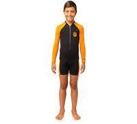 Cressi Little Shark, Shorty Wetsuit 2 mm, Muta Shorty Junior Disponibile a Maniche Corte o Maniche Lunghe Unisex - Bambini, Nero/Arancio, 5/6 Anni