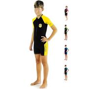 Cressi Little Shark, Shorty Wetsuit 2 mm, Muta Shorty Junior Disponibile a Maniche Corte o Maniche Lunghe Unisex - Bambini, Nero/Giallo, 13/14 Anni