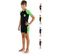 Cressi Little Shark, Shorty Wetsuit 2 mm, Muta Shorty Junior Disponibile a Maniche Corte o Maniche Lunghe Unisex - Bambini, Nero/Lime, 7/8 Anni