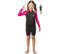 Cressi Little Shark, Shorty Wetsuit 2 mm, Muta Shorty Junior Disponibile a Maniche Corte o Maniche Lunghe Unisex - Bambini, Nero/Rosa, 11/12 Anni