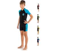 Cressi Little Shark, Shorty Wetsuit 2 mm, Muta Shorty Junior Disponibile a Maniche Corte o Maniche Lunghe Unisex - Bambini, Nero/Lime, 3/4 Anni
