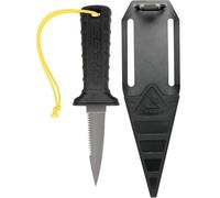 CRESSI Mamba Knife - Coltello per Immersioni dal Design Sottile Appuntito, Lama Doppio Taglio Liscio/Seghettato di 7cm, Fodero con Laccio/Fermo di Sicurezza