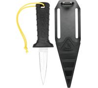 CRESSI Mamba Knife, Coltello per Immersioni dal Design Sottile Appuntito, Lama Doppio Taglio Liscio/Seghettato Inox 4Cr14 di 7cm Unisex Adulto, Nero/Acciaio, 16 cm