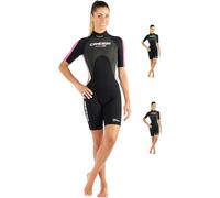 CRESSI Med X Lady Shorty Wetsuit 2.5mm Black/Pink/Grey XS/1 - Muta Shorty in Neoprene Bifoderato 2.5 mm High Stretch Donna, Nero/Azzurro/Grigio, XS/1
