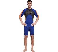 Cressi Med X Man, Muta Shorty in Neoprene Bifoderato 2.5 mm High Stretch Uomo, Blu/Arancio/Silver, M/3