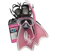 Cressi Mini Palau Bag Set con Borsa Pinne Palau Kid, Maschera Estrella Jr e Snorkel Top, Unisex Bambini, Rosa, 32/35