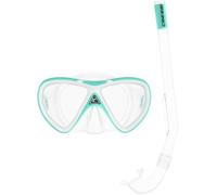 CRESSI Mini Peg & Mini Island Aqua Green/White - Snorkeling Kids Combo Set 2/5 Anni, Maschera Mini Peg + Snorkel Mini Island Verde Acqua/Bianco, Taglia Unica