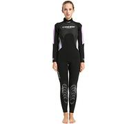 Cressi Morea Lady Wetsuit Full 3 mm, Muta Monopezzo Neoprene Ultrastretch Donna, Nero/Lilla/Silver, S