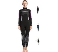 Cressi Morea Lady Wetsuit Full 3 mm, Muta Monopezzo Neoprene Ultrastretch Donna, Nero/Rosa/Silver, L