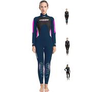 Cressi Morea Lady Wetsuit Full 3 mm, Muta Monopezzo Neoprene Ultrastretch Donna, Blu/Grigio/Silver, M