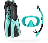 CRESSI Musa Explorer Set Aqua Green L/XL - Set Maschera, Pinne, Snorkel per Adulti, Verde Acqua L/XL