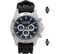 Cressi Nereus, Orologio Cronografo Analogico Professionale Subacqueo 200 m/20 ATM Unisex Adulto, Silver/Blu, Taglia Unica
