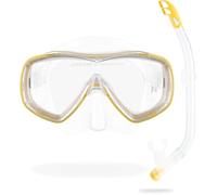 Cressi Junior Set Ondina - Maschera Snorkeling Bambini 7-13 Anni + Boccaglio Frontale Nuoto Piscina Antiappannante Antigraffio Maschera Subacquea Bambino Bambina Regolabile Maschera Sub Anti UV Giallo