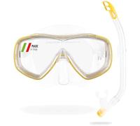 Cressi Junior Set Ondina - Maschera Snorkeling Bambini 7-13 Anni + Boccaglio Frontale Nuoto Piscina Antiappannante Antigraffio Maschera Subacquea Bambino Bambina Regolabile Maschera Sub Anti UV Giallo