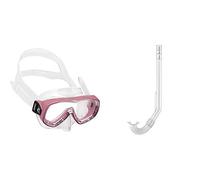 Cressi Piumetta Kid, Maschera Subacquea Unisex - Bambino, Trasparente/Rosa, 3-7 Anni & Minigringo, Snorkel Unisex - Bambino, Trasparente