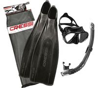 Cressi Pro Star Bag - Set Immersioni, Apnea, Snorkeling, composto da Pinne Pro Star, Maschera Matrix, Snorkel Gamma e comoda Borsa a Rete, Nero, 41/42