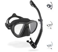 CRESSI Quantum + Itaca Ultra Dry Combo Black/Black - Combo Set Snorkeling, Nero/Nero, Taglia Unica, Unisex Adulti