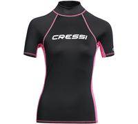 Cressi Rash Guard, Maglia Protettiva a Maniche Corte, in Speciale Tessuto Elastico, Protezione Solare UV/UPF 50+ Donna, Nero/Rosa, S