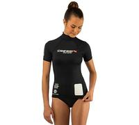 Cressi Rash Guard Lady Dive Center Short Sleeve, Maglia Protettiva Maniche Corte o Lunghe in Speciale Tessuto Elastico-Protezione Solare UV (UPF) 50+ Donna, Nero, S/2 (38)