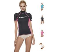 Cressi Rash Guard, Maglia Protettiva a Maniche Corte, in Speciale Tessuto Elastico, Protezione Solare UV/UPF 50+ Donna, Nero/Rosa, XL