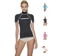 Cressi Rash Guard Maglia Protettiva a Maniche Corte, in Speciale Tessuto Elastico, Protezione Solare UV/UPF 50+, Donna, Nero/Bianco, M/3 (40)