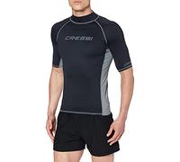 Cressi Rash Guard Man, Maglia Protettiva con Maniche Corte in Speciale Tessuto Elastico, Protezione Solare UV (UPF) 50+ Uomo, Nero/Grigio, XS/1 (46)