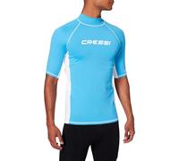 Cressi Rash Guard Man, Maglia Protettiva con Maniche Corte in Speciale Tessuto Elastico, Protezione Solare UV (UPF) 50+ Uomo, Azzurro/Bianco, XS/1 (46)
