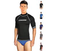 Cressi Rash Guard Man, Maglia Protettiva con Maniche Corte in Speciale Tessuto Elastico, Protezione Solare UV (UPF) 50+ Uomo, Nero/Bianco, XL/5 (54)
