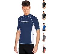 Cressi Rash Guard Man, Maglia Protettiva con Maniche Corte in Speciale Tessuto Elastico, Protezione Solare UV (UPF) 50+ Uomo, Blu/Bianco, L/4 (52)