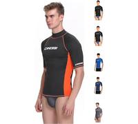 Cressi Rash Guard Man, Maglia Protettiva con Maniche Corte in Speciale Tessuto Elastico, Protezione Solare UV (UPF) 50+ Uomo, Nero/Arancio, XL/6 (56)