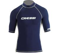 Cressi Rash Guard Man, Maglia Protettiva con Maniche Corte in Speciale Tessuto Elastico, Protezione Solare UV (UPF) 50+ Uomo, Blu/Bianco, S/2 (48)
