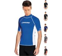 Cressi Rash Guard Man, Maglia Protettiva con Maniche Corte in Speciale Tessuto Elastico, Protezione Solare UV (UPF) 50+ Uomo, Azzurro/Bianco, S/2 (48)